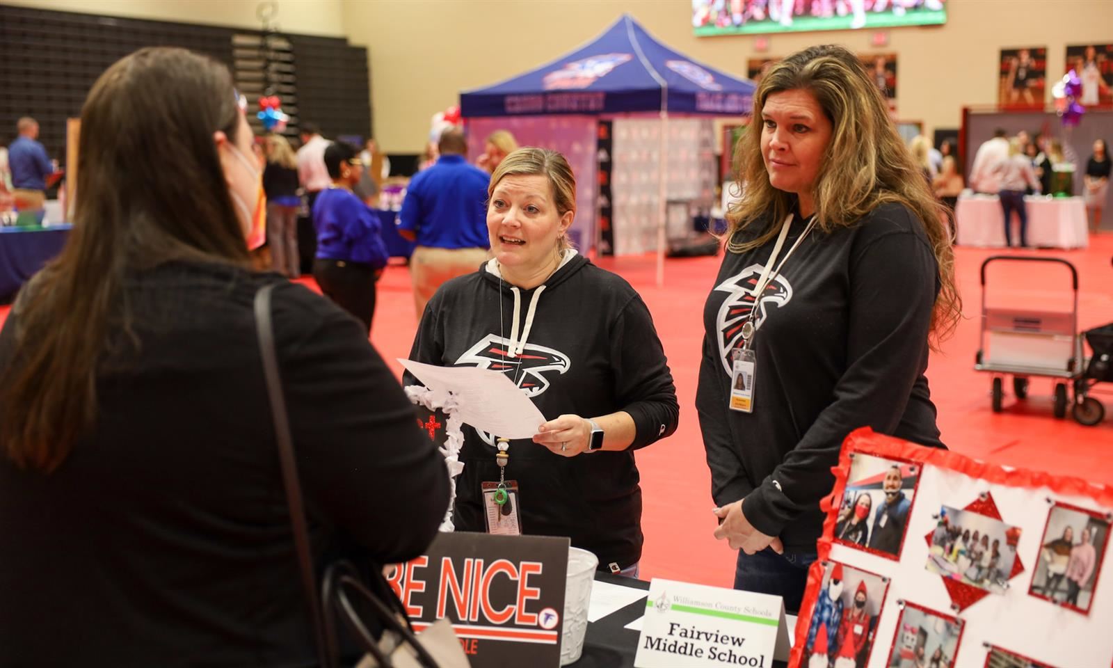 Administrators talk to potential teachers